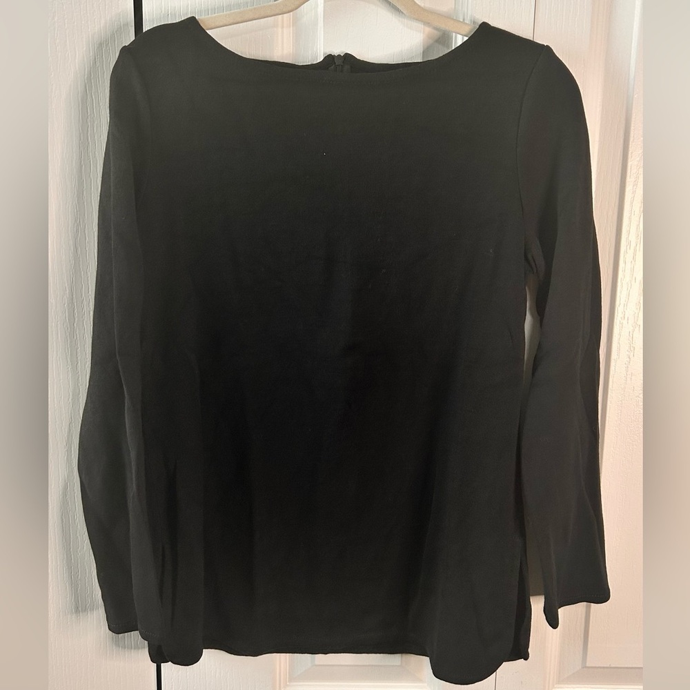 St John Boutique Black Women's Long-Sleeve Wool Knit Sweater Top Designer Zip 10